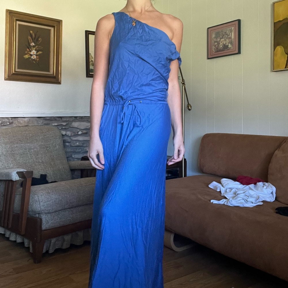 Diane con Faustenberg royal blue wedding guest party black tie dress